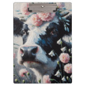 Holstein Koe in Bloemen Boerderij Boerderij Schild Klembord (Voorkant)