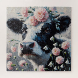 Holstein Koe in Bloemen Boerderij Boerderij Schild Legpuzzel