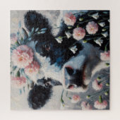 Holstein Koe in Bloemen Boerderij Boerderij Schild Legpuzzel (Verticaal)