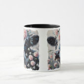 Holstein Koe in Bloemen Boerderij Boerderij Schild Mok (Midden)