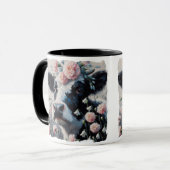 Holstein Koe in Bloemen Boerderij Boerderij Schild Mok (Voorkant links)