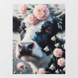 Holstein Koe in Bloemen Boerderij Boerderij Schild Raamsticker