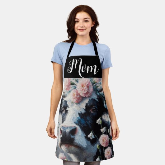 Holstein Koe in Bloemen Boerderij Boerderij Schild Schort (Gedragen)