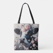 Holstein Koe in Bloemen Boerderij Boerderij Schild Tote Bag (Achterkant)