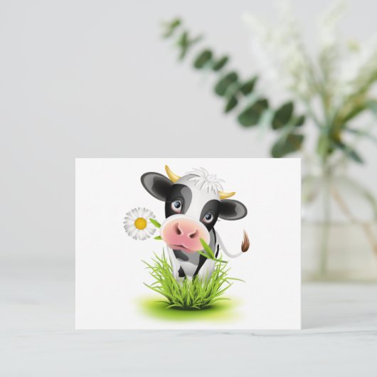 Holstein koe in gras briefkaart (Staand voorkant)