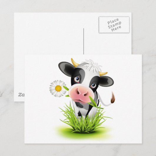 Holstein koe in gras briefkaart (Voorkant / Achterkant)