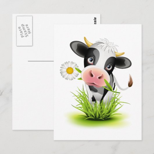 Holstein koe in gras briefkaart (Voorkant / Achterkant)