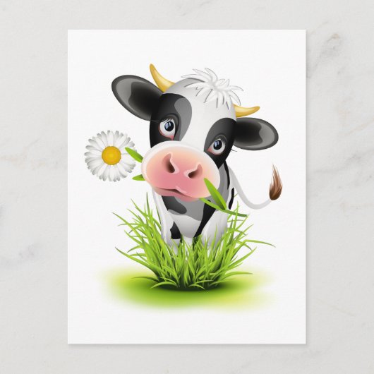 Holstein koe in gras briefkaart (Voorkant)
