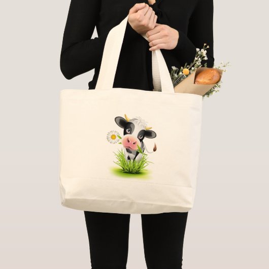 Holstein koe in gras grote tote bag (Voorkant (product))
