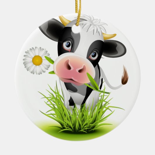 Holstein koe in gras keramisch ornament (Voorkant)