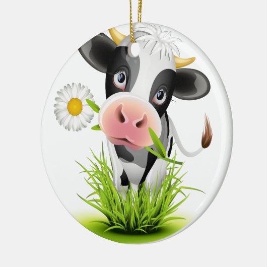 Holstein koe in gras keramisch ornament (Links)
