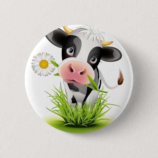 Holstein koe in gras ronde button 5,7 cm (Voorkant)