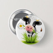 Holstein koe in gras ronde button 5,7 cm (Voorkant /achterkant)