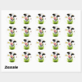 Holstein koe in gras ronde sticker (Vel)