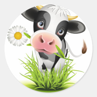 Holstein koe in gras ronde sticker