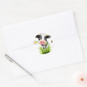 Holstein koe in gras ronde sticker (Envelop)
