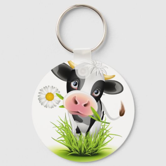 Holstein koe in gras sleutelhanger (Voorkant)