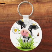 Holstein koe in gras sleutelhanger (Voorkant)