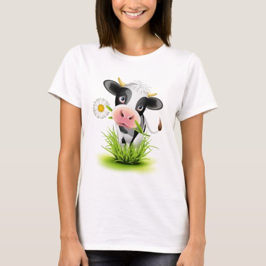 Holstein koe in gras t-shirt (Voorkant)