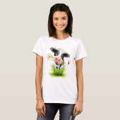 Holstein koe in gras t-shirt (Voorkant volledig)