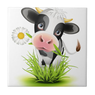 Holstein koe in gras tegeltje