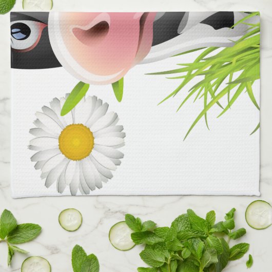 Holstein koe in gras theedoek (Gevouwen)