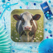 Holstein Koe in groene weide met madeliefjes Papieren Bordje (Feest)