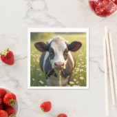 Holstein Koe in groene weide met madeliefjes Servet (Insitu)