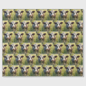 Holstein Koe kauwen op gras Cadeaupapier (Vlak)