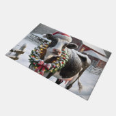 Holstein Koe met een kerstkrans Deurmat (Schuin)