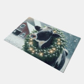 Holstein Koe met een kerstkrans Deurmat (Schuin)