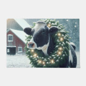 Holstein Koe met een kerstkrans Deurmat (Voorkant)