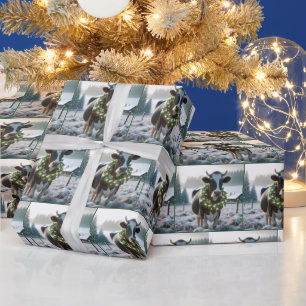 Holstein-Koe met gloeiende kerstkrans Cadeaupapier