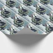 Holstein-Koe met gloeiende kerstkrans Cadeaupapier (Hoek)