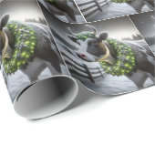 Holstein-Koe met gloeiende kerstkrans Cadeaupapier (Rol Hoek)