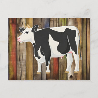 Holstein koe met oude raadsachtergrond briefkaart