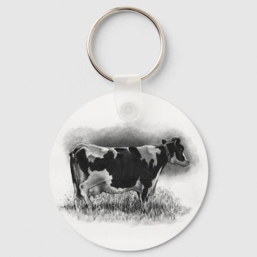 Holstein Koe: Oorspronkelijke potloodtekening: zui Sleutelhanger (Voorkant)