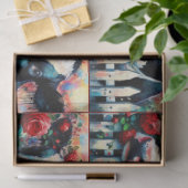 Holstein Koe Picket Fence Red Roses Decoupage Tissuepapier (Geschenk)