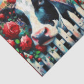 Holstein Koe Picket Fence Red Roses Decoupage Tissuepapier (Detail)
