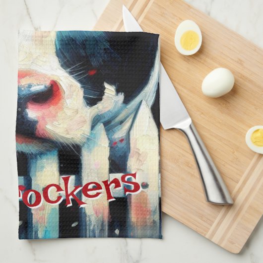 Holstein Koe Picket Fence Red Roses gepersonalisee Theedoek (Quarter Fold)