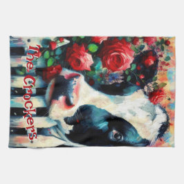 Holstein Koe Picket Fence Red Roses gepersonalisee Theedoek