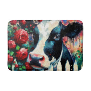 Holstein Koe Picket Fence Red Roses Zwart Rood Badmat