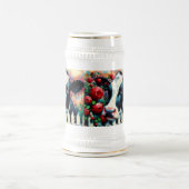 Holstein Koe Picket Fence Red Roses Zwart Rood Bierpul (Center)