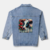 Holstein Koe Picket Fence Red Roses Zwart Rood Denim Jacket (Achterkant)