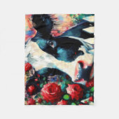 Holstein Koe Picket Fence Red Roses Zwart Rood Fleece Deken (Voorkant)