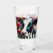 Holstein Koe Picket Fence Red Roses Zwart Rood Glas (Achterkant)