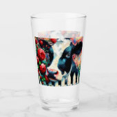 Holstein Koe Picket Fence Red Roses Zwart Rood Glas (Voorkant)