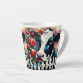Holstein Koe Picket Fence Red Roses Zwart Rood Latte Mok (Rechterhoek)