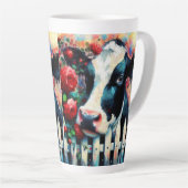 Holstein Koe Picket Fence Red Roses Zwart Rood Latte Mok (Rechterhoek)