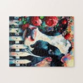 Holstein Koe Picket Fence Red Roses Zwart Rood Legpuzzel (Horizontaal)